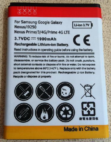 Standard battery for Samsung Google Galaxy Nexus i9250  Nexus Prime 3 4G Prime 4G LTE