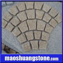 Granite Cobbles on Mesh, Fan Shape Granite Paving