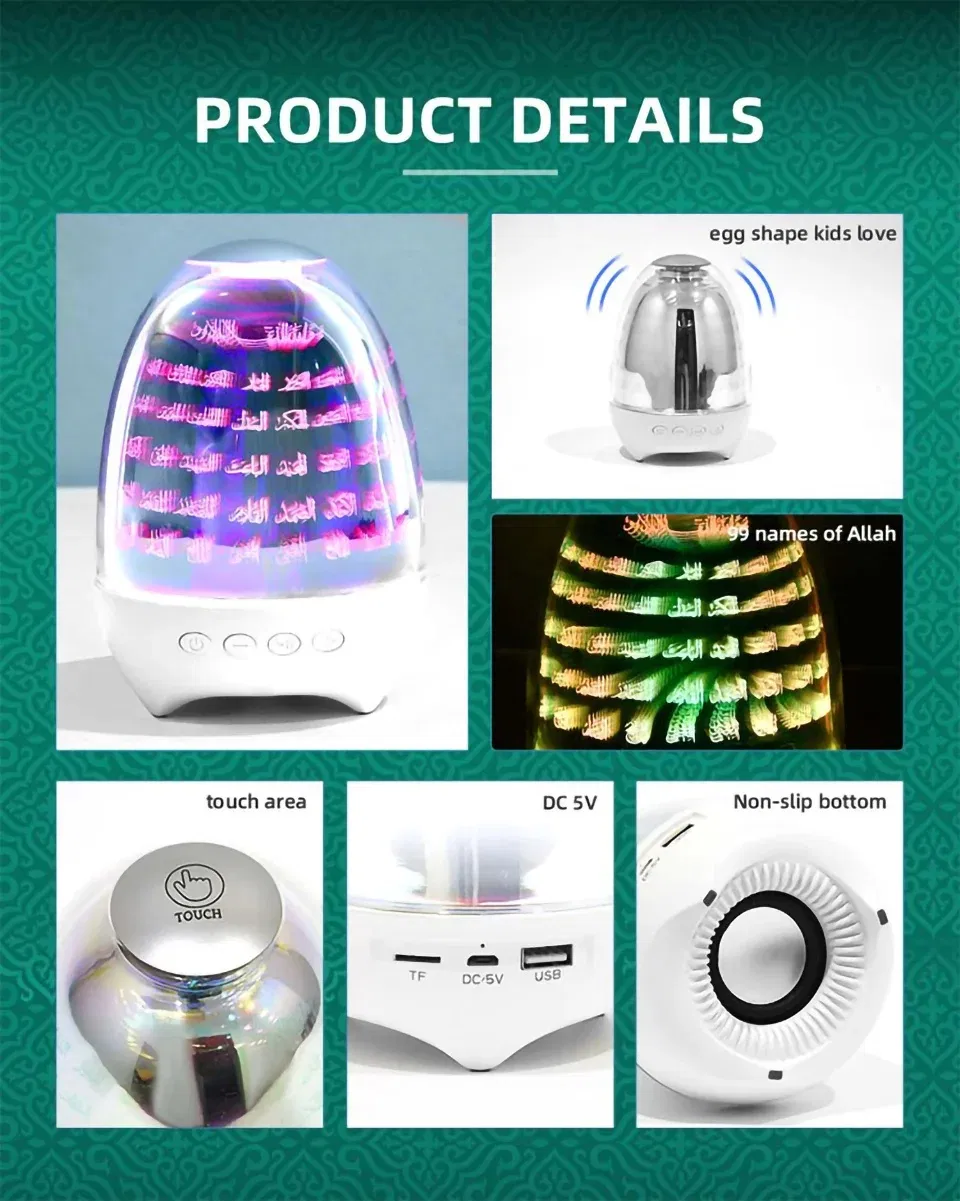 Muslim-Friendly Bluetooth Speaker with Quran and Soothing Night Light