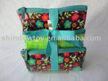 Fashio flower printing cosmetic pouch promotional bag