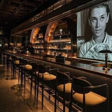 Industrial Metal Bar Stool with Light Luxury Backrest