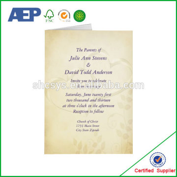 Customized Cheap Wholesale A4 Wedding Invitation Card Paper