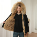 Mens Parka Jacket with Real Fur Hood Custom