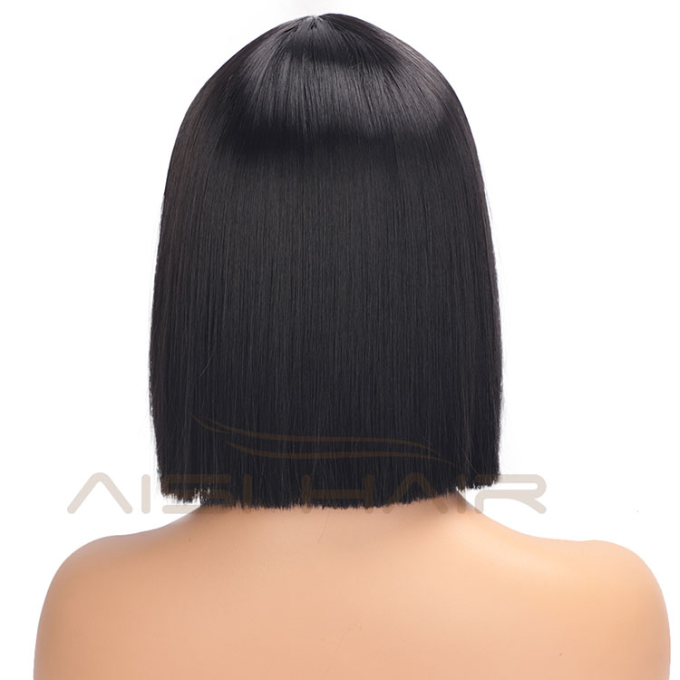 Fiber Short Black Hair Wigs For Women Heat Resistant Synthetic Party Cosplay Straight  Bob Hairstyle Wigs