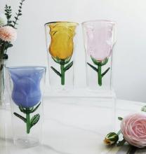 Three dimensional rose shaped high-footed cup