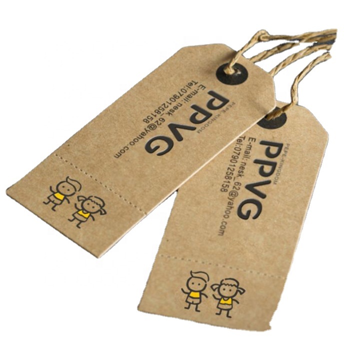 High quality personal printed logo matte finish white coated paper hair tag swing garment tags