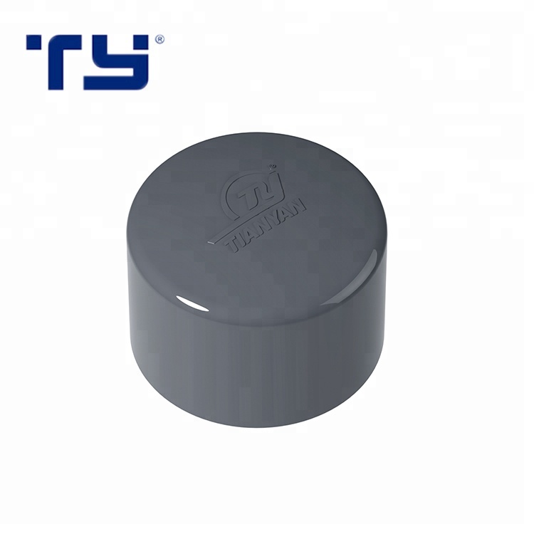 Good Quality UPVC Rubber Joint Plastic Pipe Fitting For Industry Use PVC PN16 DIN 8063 End PVC Cap