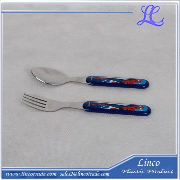 Hot Selling Stainless Steel Spoon & Fork Set with Plastic Handle