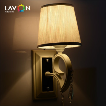 E14 white and fabrc shade wall lamps