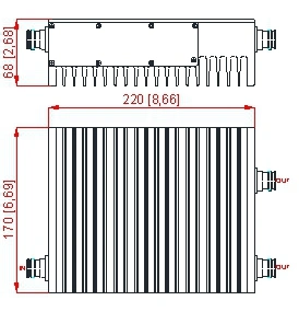 600-4000MHz 4.3-10 Female 2in 1out Low Pim Hybrid 2: 1 Combiner