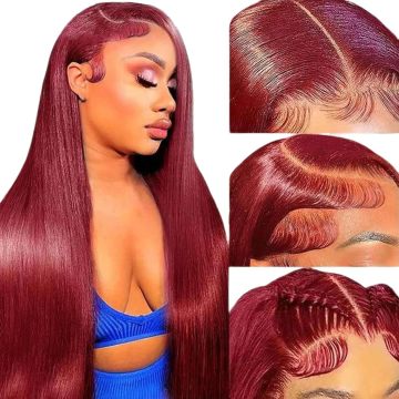 Straight Reddish Brown Lace Frontal Wigs 13x6