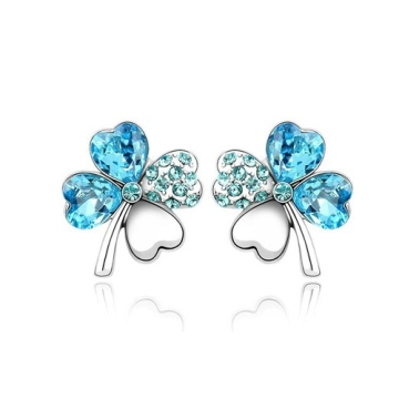 9554-32 Fashion Jewelry Clover Crystal Earring