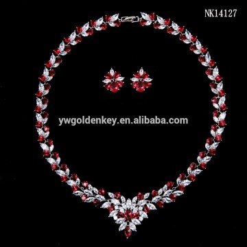 18k gold plated cubic zirconia birdal jewelry set