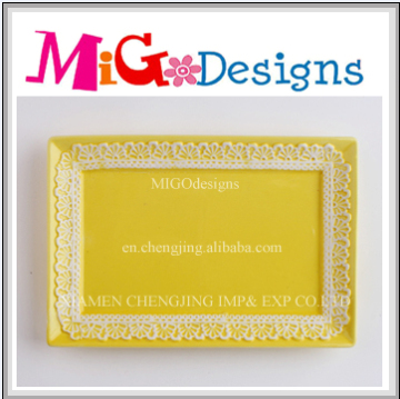 Manufacture Direct Glossy Ceramic Yellow Rectangle Wedding Decor Plates