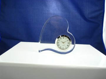 acrylic or K9 glass crystal heart shaped clock