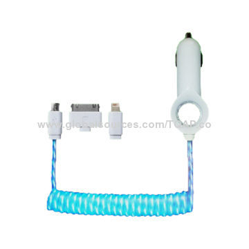 Mobile phone charger with electroluminescent light EL light cables