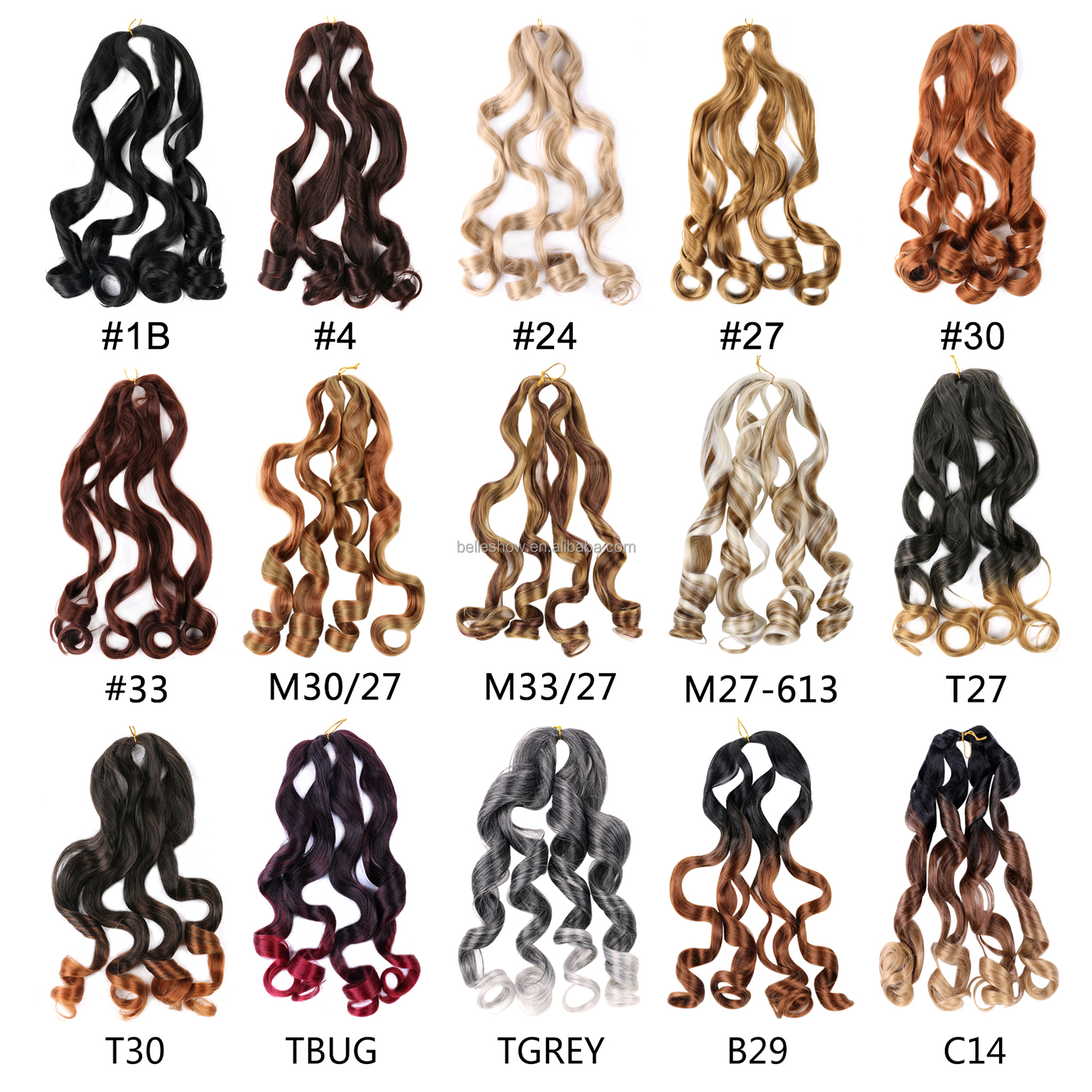 Hot sell  Synthetic shiny silk Wave straight Curls French Curly Crochet Braids spiral curl hair