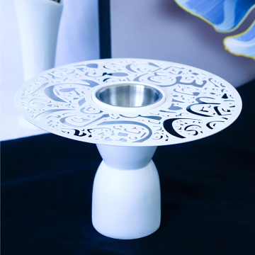 Round Wooden Incense Burner with Traditional Wooden Charcoal