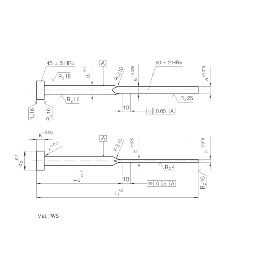 DIN1530 / ISO8693 Bladejektorstift härdade