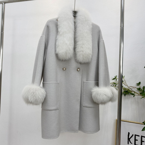 Autumn and winter new fox fur collar coat
