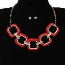 Enamel Chain Link Fashion Necklace Set