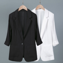 Women Blazers NEW Summer cotton linen suit