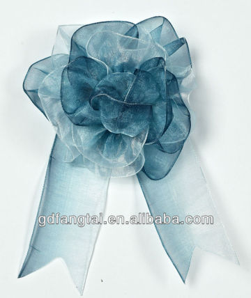 blue organza big hair ribbon bows kids ribbon bow hair clip