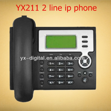 VOIP IP Phone YX211 asterisk 2 line telephone black color 2 sip voip telephone