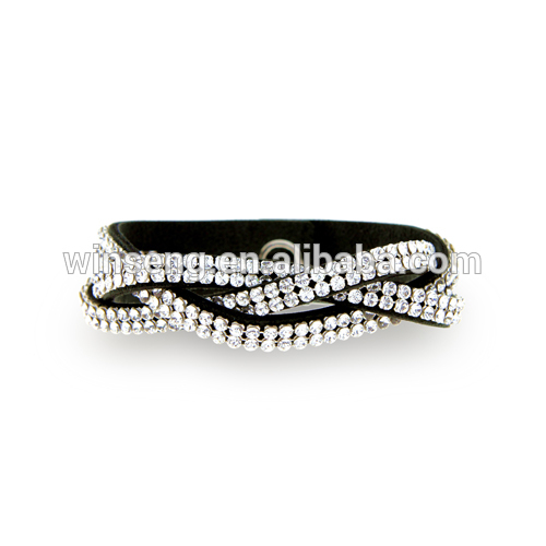Sparkling Fashion Leather Bracelet with Crystals from Swarovski