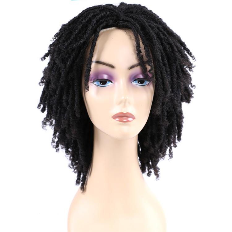 Short Dreadlock Wig 6inch Twisted Wigs for Black Women Faux Locs Afro Braids Crochet Hair Wig Synthetic Hair
