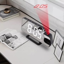LED Radio Alarm Clock with Time Projection, Mirror Display, and Temperature Function