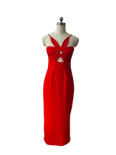 Womens Juniors Knit Maxi Dress Red