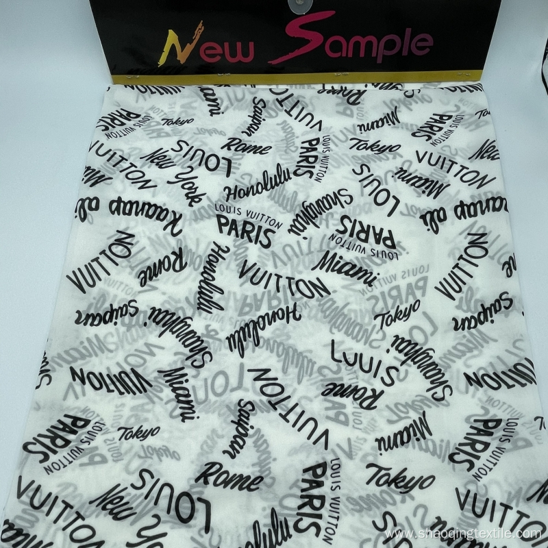 English Letter Printing Chiffon Textile Pure Polyester