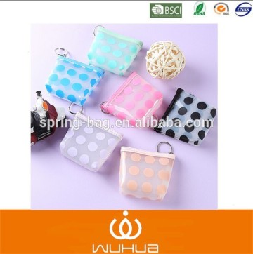 2015 Wuhua brand cute dot polka pvc cosmetic bag for shopping