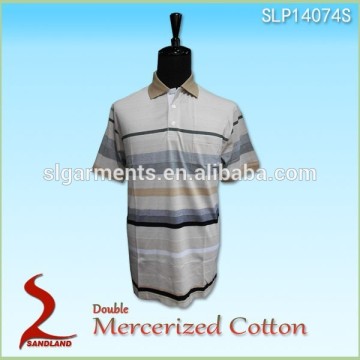 Double mercerized stripe polo shirt