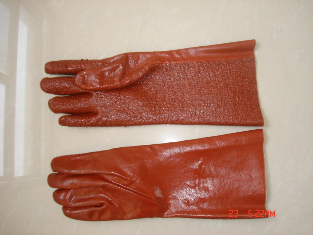 Brown PVC Heavy Duty Terry Toweling Liner Handschuhe