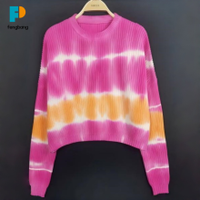 Vibrant Plaid Knitwear with Gradient Tie-Dye Design