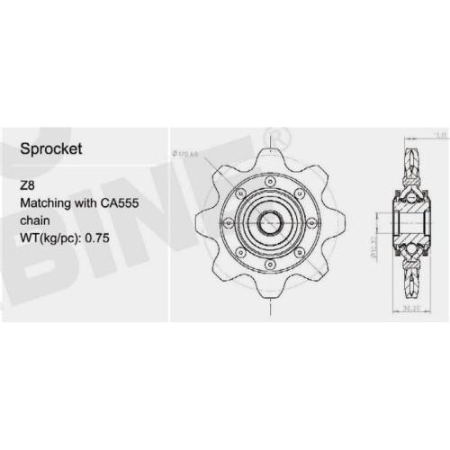 (H159615) Sprocket de la chaîne de moissonneuse-combinaison forgée