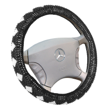 Universal Fit 15 Inch Anti-slip Hand-woven Imitation Pearl Auto Car Steering Wheel Cover with Inner White Rubber Ring