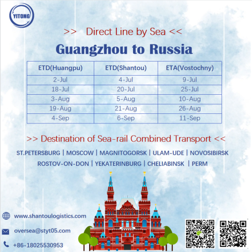 Trasporto combinato Rail Sea da Guangzhou a Mosca