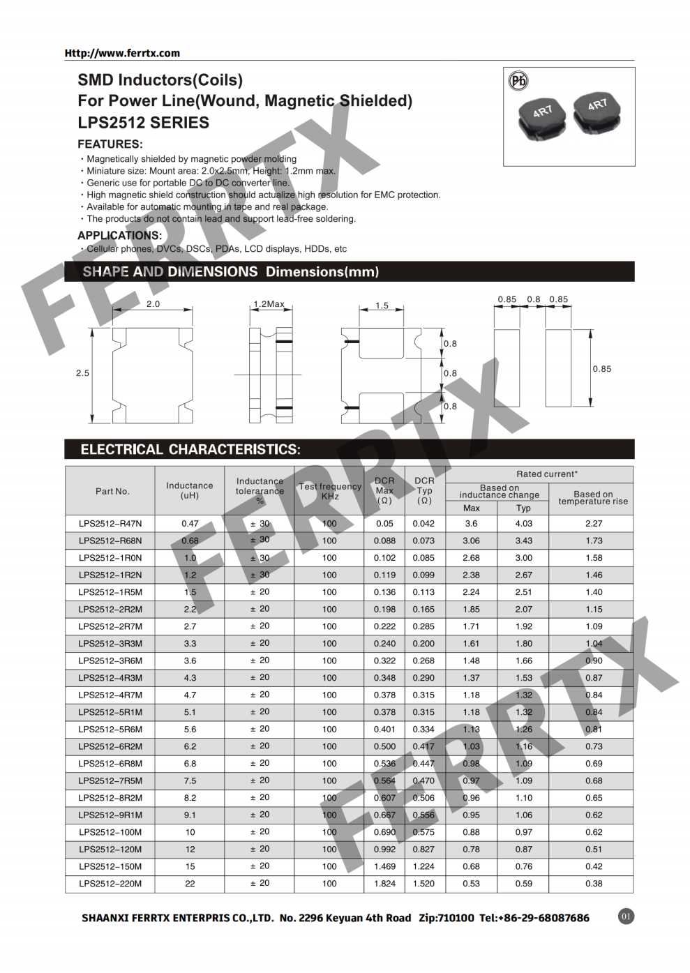 Inductor SMD LPS SMD Inductor LPS
