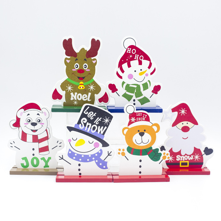 Santa Claus Snowman Elk Wood Craft Christmas Xmas Table Ornament Noel Christmas Decoration For Home Natal Gift 2022 New Year