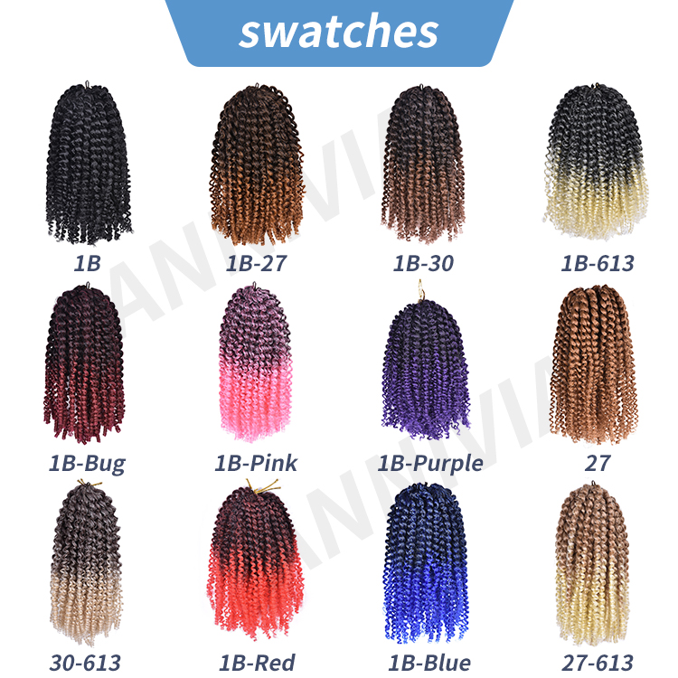 Fluffy Spring Twist Crochet hair synthetic extensions curly ombre crotchet short braid afro braiding hair marley twist braids