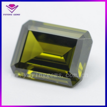 Wuzhou Octangle Peridot CZ Price Emerald Cut Synthetic Zirconia
