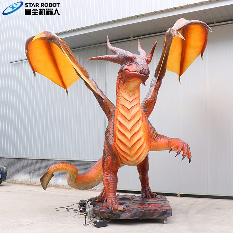 Model Animatronic Oranye Dragon Animatronic Orange Dragon model