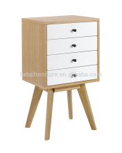 Wooden 4 drawers chest, modern night stand, bedside table
