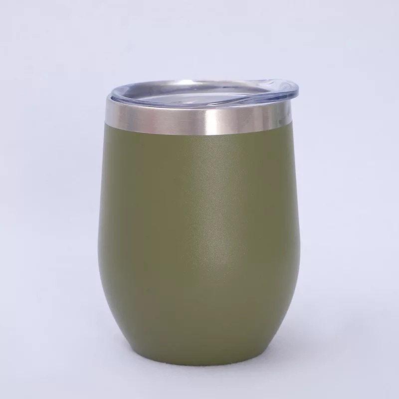 12oz Tumbler Powder Coasted Wine Cup Tumbler, Stainless Steel with Logo Custom Wine Mug