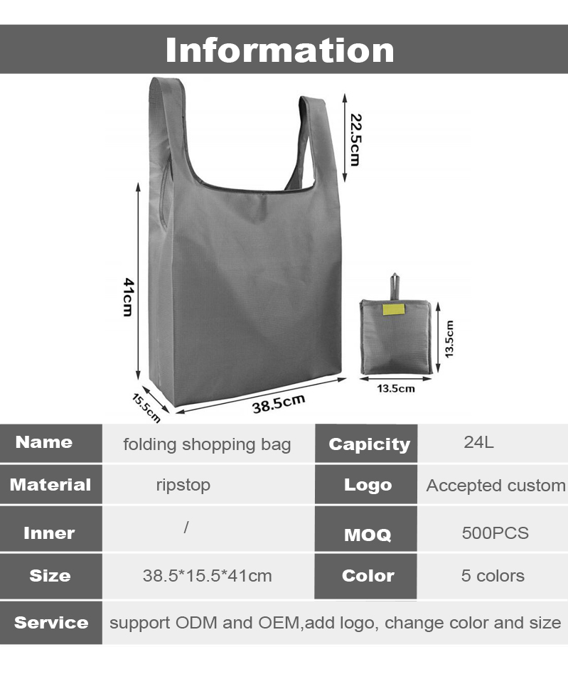 large capacity foldable shopping bag for custom recycling eco-friendly bag waterproof storage Oxford cloth handbag