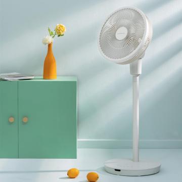 Ventilador de pedestal de doble cuchilla blanca con control remoto