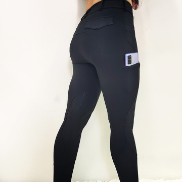 Black Western Equestrian Breeches Patch Knee Femeie